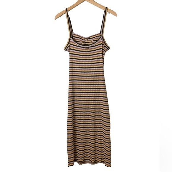 NWT VOLCOM STRIPED STONE CHECKED MIDI DRESS - ESPRESSO. Size Large - Picture 14 of 14